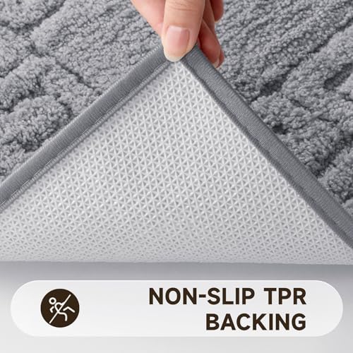 Pauwer Bathroom Rugs Sets 3 Piece, Plush Absorbent Bath Rug, Light Grey | Microfiber Bath Mat Set, Non Slip Washable, Quick Dry Floor Carprt, Soft U Shaped Toilet Mats For Bathroom Shower Sink - color: Light Grey