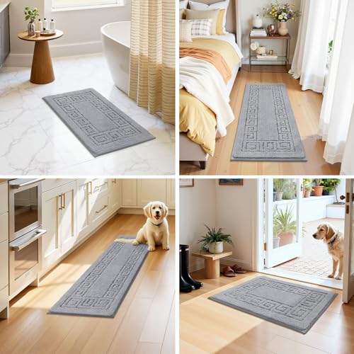 Pauwer Bathroom Rugs Sets 3 Piece, Plush Absorbent Bath Rug, Light Grey | Microfiber Bath Mat Set, Non Slip Washable, Quick Dry Floor Carprt, Soft U Shaped Toilet Mats For Bathroom Shower Sink - color: Light Grey