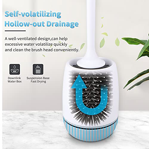 RV Toilet Bowl Brush and Holder, Silicone Toilet Bowl Brush Cleaning Toilet Scrubber Set with Non-Scratch Silicone Bristles Deep Cleaning. Wall Mount for Motorhome Travel, Travel Trailers, Camper