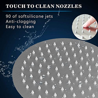 Voolan High Pressure Rain Shower Head - Rainfall Shower head Made of All Metal Stainless Steel - Comfortable Shower Experience Even at Low Water Flow (8 Inch, Brushed Nickel) - color: Brushed Nickel, size: 8 Inch