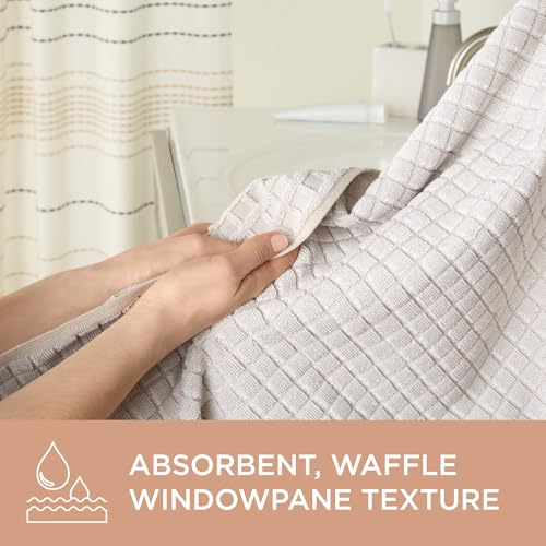 Town & Country Everyday 4-Piece Textured Windowpane Hand Towel Set, 20x30-Inch, 100% Cotton, Plush & Absorbent 550GSM, Beige - color: Beige