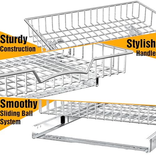 Simple Houseware Under Cabinet Pull Out Sliding Shelf Drawer, 21Dx17W | for Kitchen Organizer - size: 21" D x 17" W
