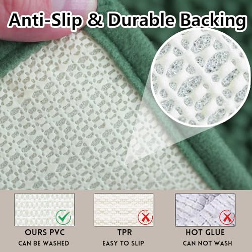 Bathroom Rugs Chenille, Extra Thick and Absorbent, Non-Slip, Machine Washable, Dry Quckily, Soft Cozy Plush, Used Under Shower Bathtub and Sink, Bath mat Sets Dark Green - color: Dark Green, size: 20 x 32 inch + 20 x 20 inch (U-Shape)