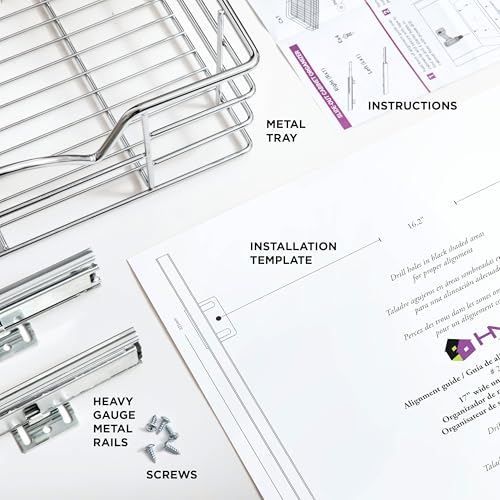 HOLDN’ STORAGE Pull Out Cabinet Organizer, Pantry Drawer, 17"W x 21"D x 5"H | Heavy-Duty Full-Extension, Roll Out Shelf for Pots, Pans & Under Sink Storage, Chrome, Require a 18.25"W Cabinet Opening - size: 17 Inch