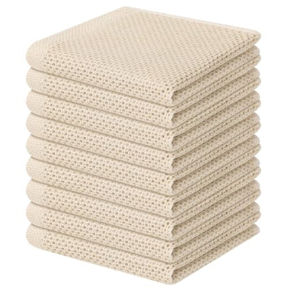 Homaxy 100% Cotton Waffle Weave Kitchen Dish Cloths, 9-Pack, Beige | Ultra Soft Absorbent Dish Towels, Quick Drying Dish Rags with Hanging Loop, 12 x 12 Inches - color: Beige, size: 12 x 12 - 9 Pack