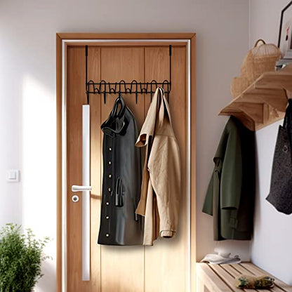Deco Brothers Over The Door Hook Organizer with 11 Hooks, Black - color: Black