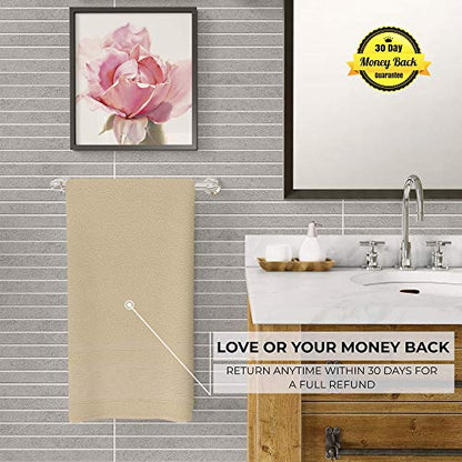 Miasoft Iren 100% Rayon Derived from Bamboo Towel Set - Soft and Washable Turkish Bath Towels for Hands, Face and Hair - Set of 2 in Gift Box - Pastel Brown