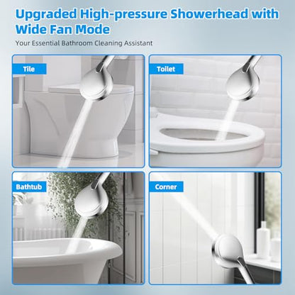 Hibbent All Metal CUPC Certified Shower Head, 10'' High Pressure Rainfall Shower Head, Handheld Showerhead Combo with 12'' Adjustable Extension Arm, 10-Spray, 71'' Shower Hose, Shower Holder, Chrome - color: Chrome, style: Round 10''