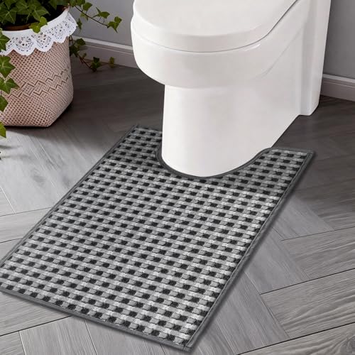 YIHOUSE Bathroom Rugs 17.5"x24"U, Ultra Thin Checkered Weave Bath Mat - Soft Absorbent Quick Dry Bath Mat, Machine Washable Non Slip Bath Rugs for Bathroom, Shower & Tub, Dark Gray Light Gray - color: Dark Gray Light Gray, size: 17.5"x24"U