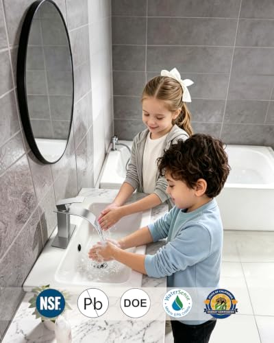 Waterfall Single Handle Bathroom Faucet with Drain Brushed Nickel | Brushed Nickel Vanity Faucet with Pop-up Drain, Ceramic Valve, for 1 or 3 Hole Modern Bathrooms. - color: Brushed Nickel x 2