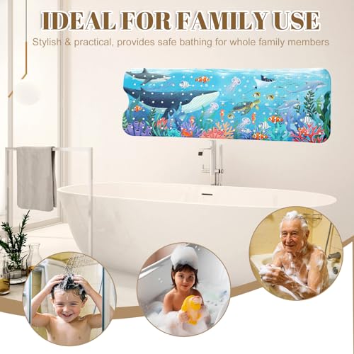 Shark Bathtub Mat Non Slip with Drain Holes and Suction Cups Bath Mat 40x16 Inch Tub Mats Shower Mats for Kids - color: Shark