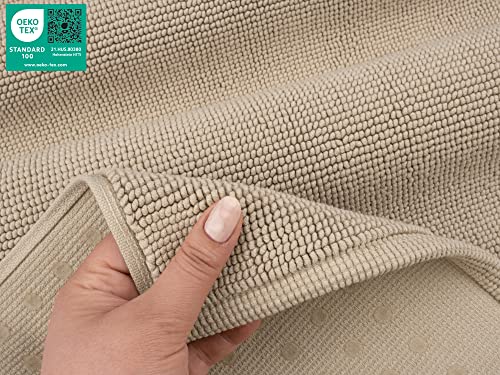American Soft Linen Bath Rug, 20 in 34 in 100% Cotton Bath Mats Rugs for Bathroom, Slip Reducer Washable Shaggy Form Area Rugs, Beige Bath Rug - color: Beige, style: 20x34" Cotton Bath Mat