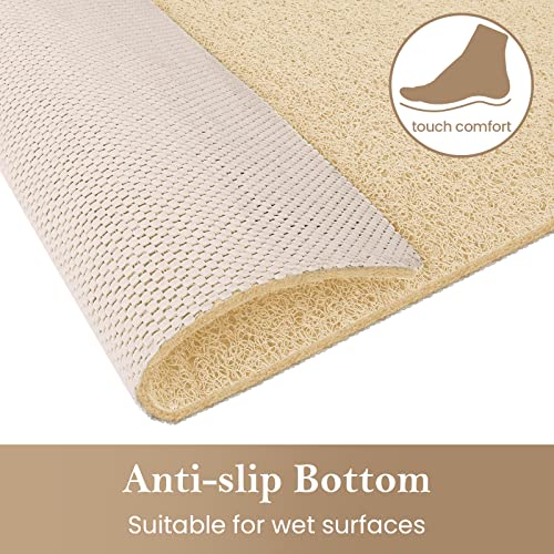 Shower Mat Bathtub Mat Non-Slip,36x16 inch, Soft Tub Mat with Drain,PVC Loofah Bath Mat (Phthalate Free) for Tub and Bathroom,Quick Drying,Khaki - color: Khaki, size: 36" x 16" (Rectangular)