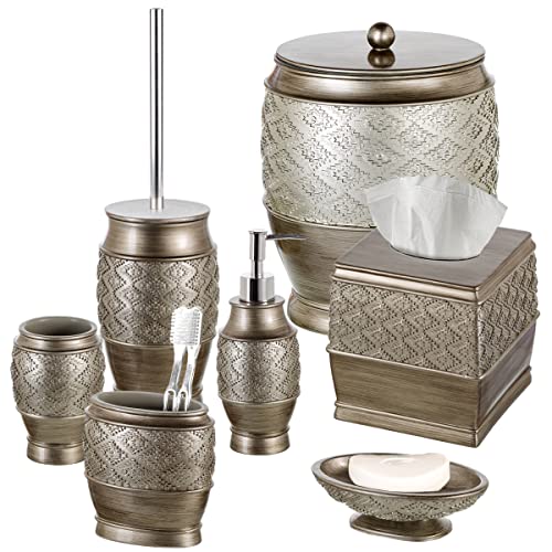 Creative Scents Dublin Silver Small Bathroom Trash Can with Lid 1.26 Gal / 4.8L - Brushed Silver Oval Garbage Can - Decorative Waste Basket for Bathroom Decor - Durable Wastebasket for Paper/Diaper - style: Trash Can