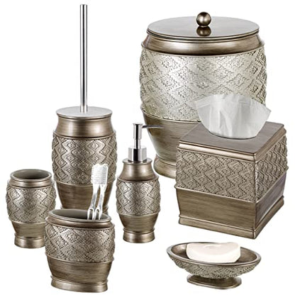 Creative Scents Dublin Silver Small Bathroom Trash Can with Lid 1.26 Gal / 4.8L - Brushed Silver Oval Garbage Can - Decorative Waste Basket for Bathroom Decor - Durable Wastebasket for Paper/Diaper - style: Trash Can