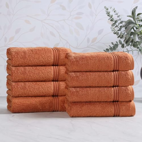 Superior Egyptian Cotton Hand Towel Set, Small Towels for Home Bathroom, Master, Guest Bath, Decor Essentials, Quick Dry, Absorbent, Kitchen, Spa, Hotel, Resort, Adult, Kids, Set of 8, Caramel Brown - color: Caramel Brown, size: Hand Towel (8-Pack)