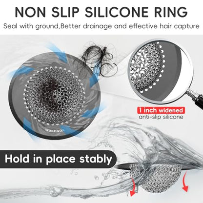 Shower Hair Drain Catcher, 4.4" Anti-Clog Bathtub Drain Cover, Dark Gray | Reversible Flip Clean, Fast Drainage, Anti-Slip Base, Rust-Proof, Fits Pop-Up & Regular Drains, 304 Stainless Steel, Patented - color: Dark Gray