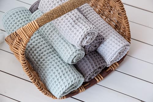 Waffle Cotton Bath Towels-100% Turkish Cotton, Quick Dry, Ultra Soft, Premium Absorbent, Weave Design, Fast Drying-2 Pieces Bath Towel Set (1 Large Bath Towel and 1 Hand Towel) (Anthracite) - color: Anthracite