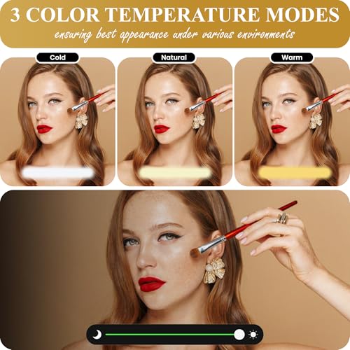 Compact LED Mirror, 3.9 inches 1X &10X Magnification, Auto ON/Off, USB Charging, 3 Light Setting & Dimmable, (Black) - color: Black
