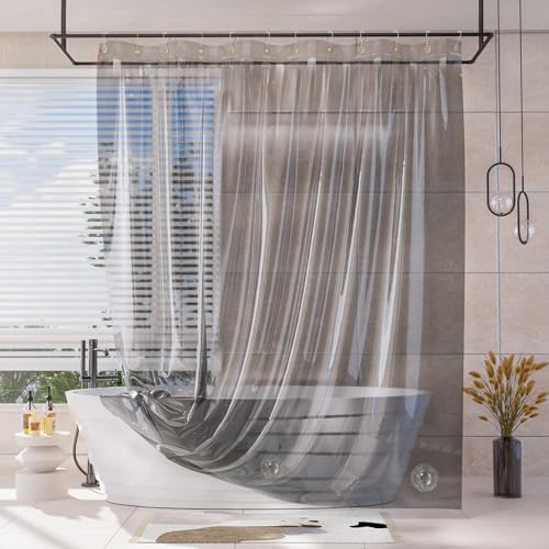 AmazerBath Shower Curtain Liner, 100% EVA Luxury Soft Clear Grey Heavy Duty Shower Curtain and Liner 2-in-1, 72x72 Plastic Weighted Bathroom Shower Curtain, 12 Rustproof Grommets & Heavyweight Stones - color: Rainbow Heroism, size: 72"W x 72"L (Pack of 1)