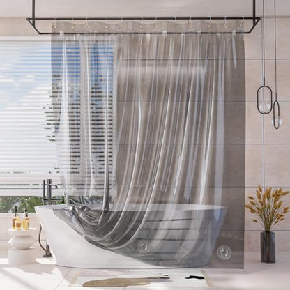 AmazerBath Shower Curtain Liner, 100% EVA Luxury Soft Clear Grey Heavy Duty Shower Curtain and Liner 2-in-1, 72x72 Plastic Weighted Bathroom Shower Curtain, 12 Rustproof Grommets & Heavyweight Stones - color: Rainbow Heroism, size: 72"W x 72"L (Pack of 1)