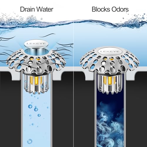 LEKEYE Bathroom Sink Stopper | Shower Drain Hair Catcher | Pop Up Sink Drain Plug | Bathroom Sink Drain Strainer for 1-1/8"to 1-3/8" to 1-1/2" Drain Holes - style: 2060