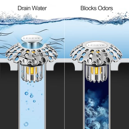 LEKEYE Bathroom Sink Stopper | Shower Drain Hair Catcher | Pop Up Sink Drain Plug | Bathroom Sink Drain Strainer for 1-1/8"to 1-3/8" to 1-1/2" Drain Holes - style: 2060