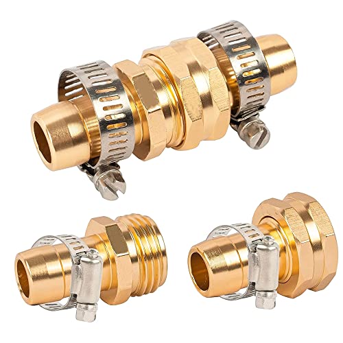 Hourleey Garden Hose Repair Connector with Clamps, Fit for 3/4" or 5/8" Garden Hose Fitting, Male and Female Hose Adapter Water Hose Repair Kit, 7 Set - size: 7-Set