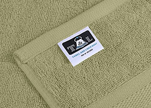Towel and Linen Mart 4 Pieces Bath Towel Sets - Sage Green - 2 ply Low Twist Luxurious,Quick Dry, Extra Absorbent, 100% Ring Spun Cotton 600 GSM (27 x 54, Pack of 4) - color: Sage Green