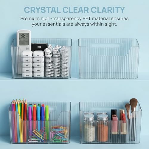 2 Pack Cabinet Door Organizer, Clear Storage Caddy, Adhesive Wall Mounted Organizer Bins, with Self Adhesive Tape, for Bathroom, Kitchen, Cabinet, Living Room