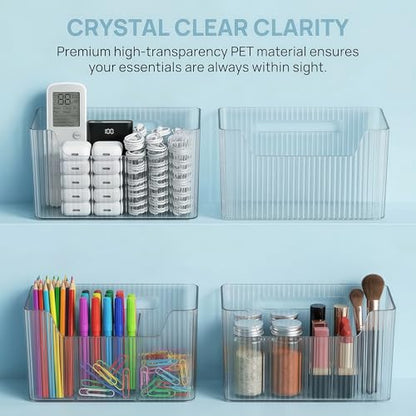 2 Pack Cabinet Door Organizer, Clear Storage Caddy, Adhesive Wall Mounted Organizer Bins, with Self Adhesive Tape, for Bathroom, Kitchen, Cabinet, Living Room