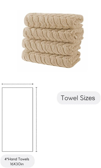 BAGNO MILANO Turkish Cotton Bath Towels, Hand Towels - Soft Plush Jacquard Collection - Highly Absorbent Towel Set (Sand Beige, 4 Pcs Hand Towel Set) - color: Sand Beige, size: 4 pcs Hand Towel Set