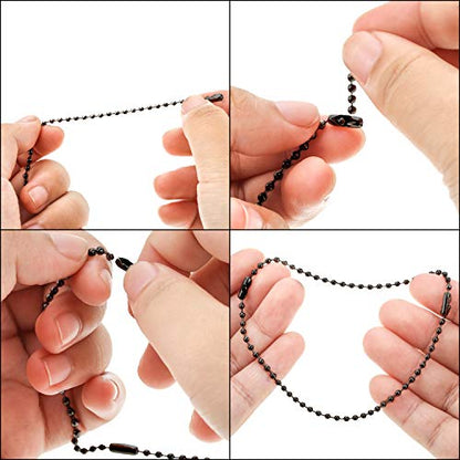 WILLBOND 100 Pcs 6 Inch Shower Curtain Hook Extenders, Chain Design, Black | Ring Hooks Long Bulk for Shower Rods and Curtains,for Raising Curtain Height in Bathrooms