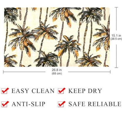 Seamles Palm Tree Pattern Bath Tub and Shower Mats, Non Slip Bathmat with Drain Holes and Suction Cups for Bathroom Floor, 15.1 x 26.8 Inch - color: Multi 07