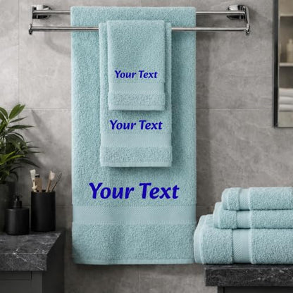 Personalized Towel Set, Custom Bath Towels with Name, Turkish Cotton Aqua | 3 Pcs Set, 100% Cotton, Embroidered, Monogrammed, Customized Gift For Adults, Wedding, Bridal Shower, Housewarming, Spa - color: Aqua, size: 3 Piece Towel Set
