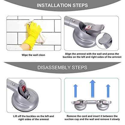 15inch Suction Shower Grab Bar, Portable Shower Handle Bar Suction Grip Bar Bathtub Handle with Strong Suction Cup Fitting and Rapid Release for Bathroom(Max Capacity :300lb