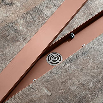 Linear Shower Drain with Tile Insert Grate, 23.6-Inch Professional Brushed 304 Stainless Steel Rectangle Shower Floor Drain, Floor Shower Drain(Rose Gold)