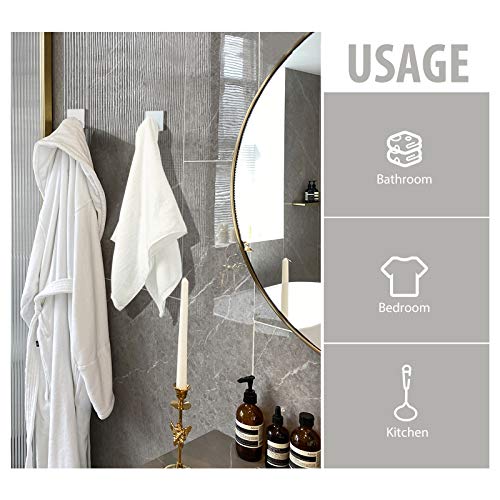 VIS'V Adhesive Towel Hooks, Shower Wall Stick on Hooks, Silver, 4 Pcs | Metal Material, Compact Design, Peel and Stick, 2 Extra Adhesive Strips, for Bathroom Kitchen Livingroom Office RV - color: Silver
