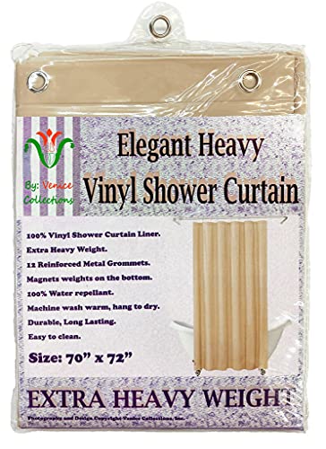 Elegant Heavy Duty Vinyl Shower Curtain Liner with 12 Metal Grommets Sand - color: Sand 1pk
