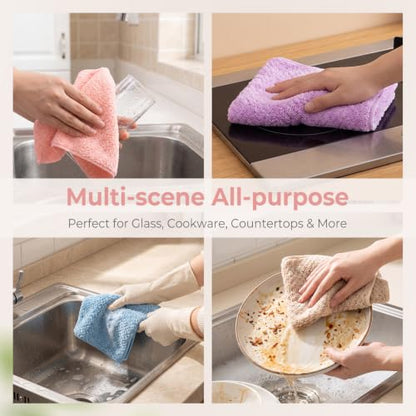 Onlup Small Towels with Hanging Loop, Hand Dry Towels | for Kitchen & Bathroom, Super Absorbent, Soft, Machine Washable Towel Fast Drying, Set of 5 - color: Beige, Pink, Purple, Gray, Blue