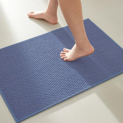 TYUU Bathroom Rugs Non Slip Washable, Super Absorbent Thin Bath Mat Small Quick Dry Low Pile Bathroom Rug, Denim Blue 20"x30" - color: Denim Blue01, size: 1'8" X 2'6" (Rectangular)