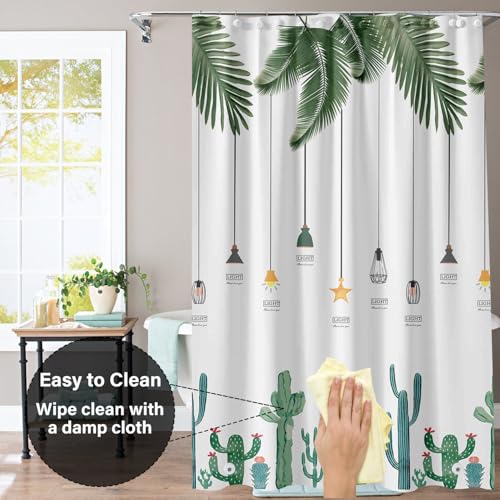 Plastic Shower Liner - Premium PEVA 6G Thickened Shower Curtain Liner with Rustproof Grommets and 3 Weighted Magnets, Waterproof Shower Curtain for Bathroom(Tropical Leaf, 72”*72”) - color: Tropical Leaf, size: 72”*72”