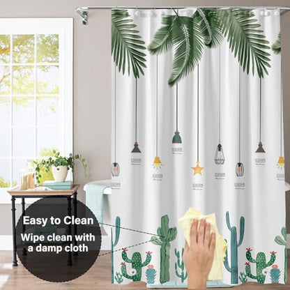 Plastic Shower Liner - Premium PEVA 6G Thickened Shower Curtain Liner with Rustproof Grommets and 3 Weighted Magnets, Waterproof Shower Curtain for Bathroom(Tropical Leaf, 72”*72”) - color: Tropical Leaf, size: 72”*72”