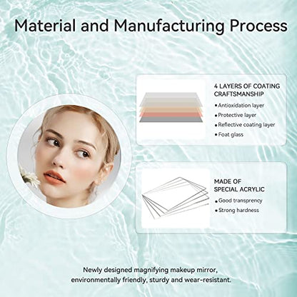 MIYADIVA 30X Magnifying Mirror Suction Cup for Easy Mounting, Use for Makeup Mirror, Travel Stick on Shower Mirror for Plucking Eyebrows 6 Inch | Magnifying Makeup Mirror for Eyebrow Plucking, Eyeliner Detail Makeup, Strong Suction Cup, Precision Tweezer,
