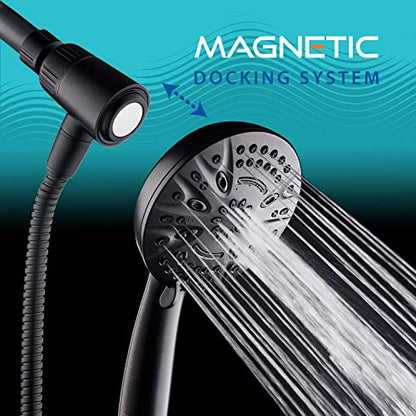 AquaDance New Magnetic Docking 8-setting High Pressure Handheld Shower Head | Space-age Magnetic Guidance Bracket System, Giant 5-inch Face, Extra-long 72-inch Stainless Steel Hose - Bronze - color: Oil Rubbed Bronze