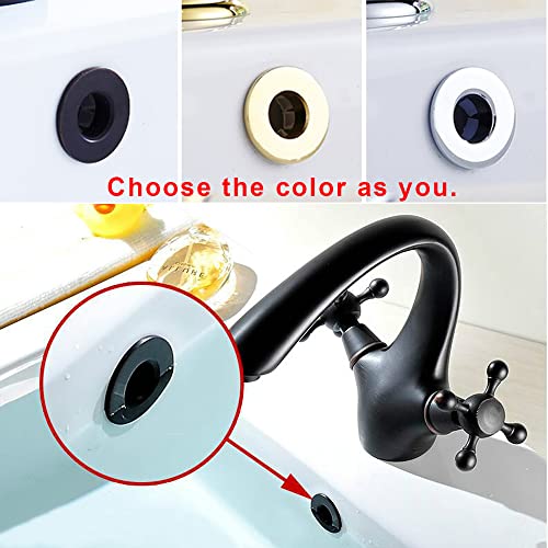 2Pcs Sink Overflow Ring Matte Black Bathroom Basin Trim Cover Caps | Brass, Round Drain Cover, Hole Insert Ring, Kitchen Bath Sink Parts - color: Matte Black