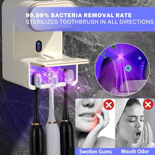 Automatic Toothpaste Dispenser,Smart Toothpaste Dispenser Wall Mounted with 3 Toothpaste Slots,Electric Toothbrush Holder Toothpaste Squeezer for Adults and Kids (Beige) - color: Beige