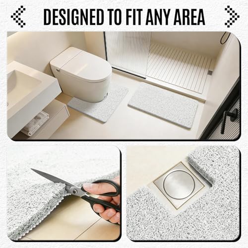 17 * 30in Shower Mat Bathtub Mat Non Slip | Bathmats Non Slip, Quick Drying Foot Scrubber Loofah Mats for Inside Shower, Tub, Bathroom, Home, White - color: White, size: 30" x 17" (Rectangular)
