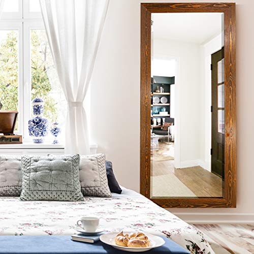 Barnwood Wood Full Length Mirror - Colonial Maple - color: Maple, size: 61"L x 25"W