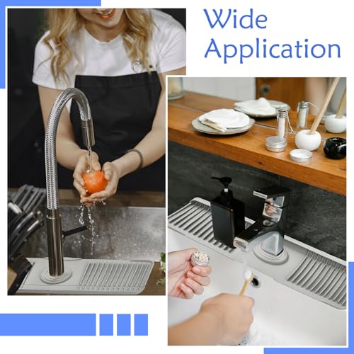 Craftdady 17.5'' Faucet Mat for Kitchen Sink Kitchen Sink Splash Guard | 5° Slope Fast Self-draining Black Kitchen Sink Faucet Mat Behind Faucet fit for Countertop Bathroom Farmhouse - color: Gray
